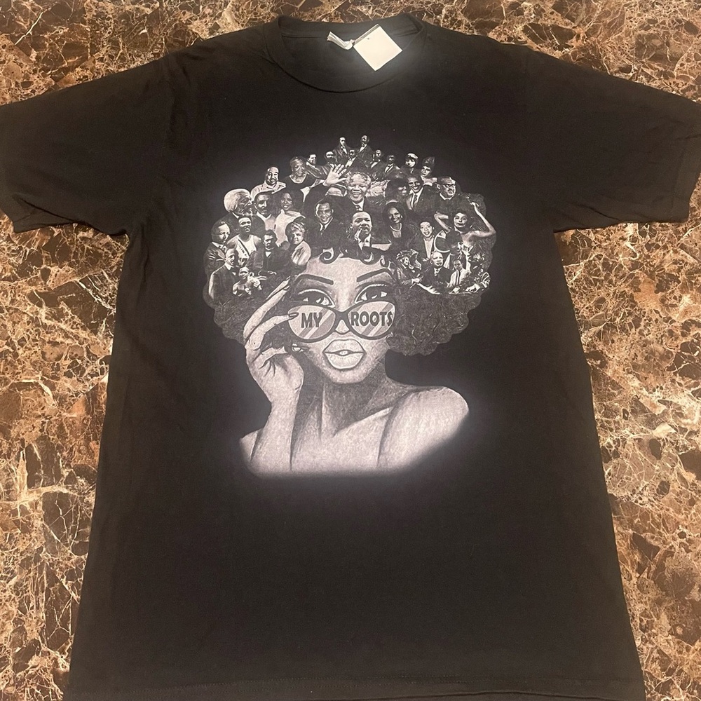 Black Graphic T-Shirt with Artistic Design